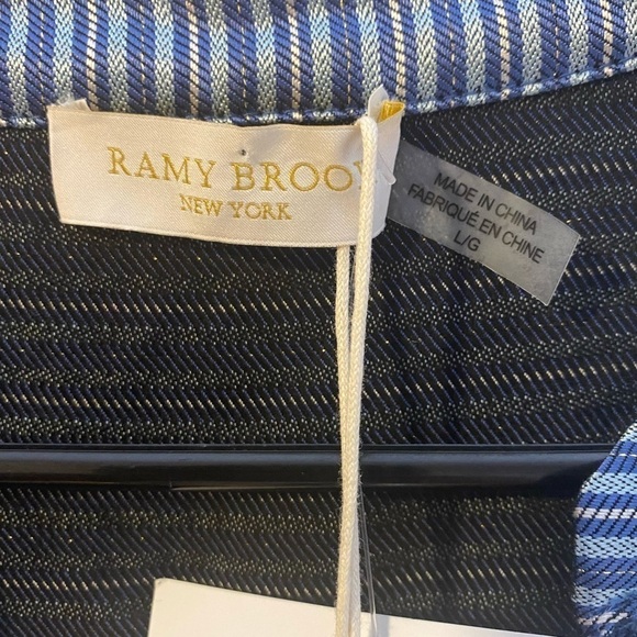 NWT Ramy Brook Alanis Metallic Stripe A-Line Shirtdress - Picture 15 of 16